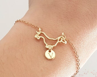 Initial Dog Bracelet Disc Necklace Monogram Jewelry Dainty Chain Personalized Gift Customized Jewelry Charm Bracelet Personalized Bracelet