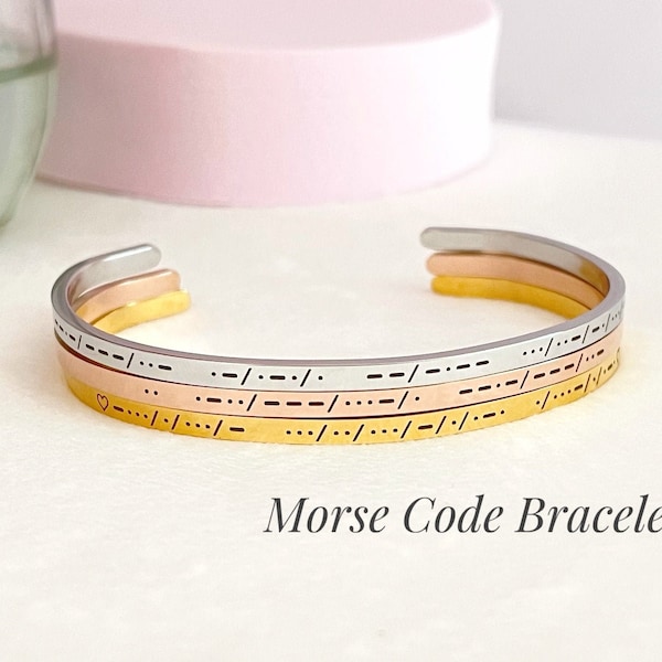 Bracelet Manchette Code Morse Bijoux Message Secret Bijoux Code Morse Bracelet Soeur Bijoux sur Mesure Cadeau Personnalisé Bijoux Délicats