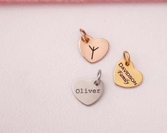 Heart Personalized 9x10mm Logo Charm Custom Tag Personalised Pendant in Stainless Steel