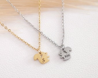 Tiny Squirrel Personalized Necklace Name Necklace Squirrel Necklace Christmas Gift Custom Jewelry Personalized Gifts