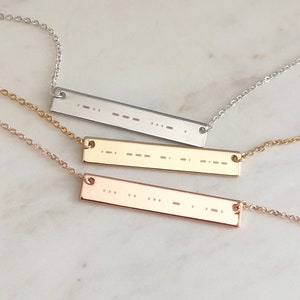 Morse Code Necklace Personalized Bar Engraved Jewelry Morse Code Jewelry Name Necklace Best Friend Gift Sister Necklace Graduation Gift-H35