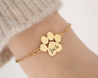 Personalized Dog Paw Bracelet Dog Name Bracelet  Dog Mom Gift Birthday Gift Custom Jewelry Dog Jewelry Christmas Gift