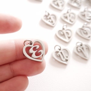 Heart & Initial Charm Letter Pendant Heart Tag Letter Necklace Stainless Steel Jewelry Supplies Mother&#39;s Day Gift
