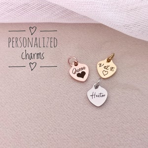 Tiny Heart Tag 6.5x8mm Personalized Custom Name Tag Heart Pendant Custom Charm Personalised Tag Tiny Charms