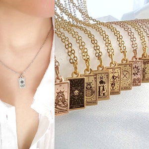 Collier de Cartes de Tarot Bijoux Carte de Tarot Arcane Majeure Collier Personnalisé Cadeau de Noël Charme Tarot