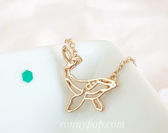 Whale Necklace - Whale Jewelry - Origami Whale - Origami Necklace - Origami Jewelry - Dainty Chain - Silver - Gold - Gift for her - Sister