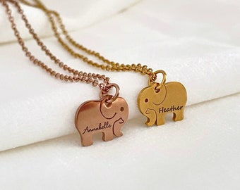 Dainty Personalized Elephant Necklace Custom Name Necklace Lucky Charm Jewelry Gift for Mom Mother's Day Gift