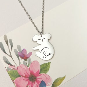 Personalized Koala Necklace Name Necklace Koala Lovers Gift Birthday Gift Custom Jewelry Christmas Gift Custom Necklace