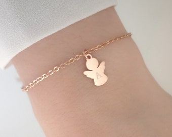 Tiny Personalized Angel Necklace Initial Necklace Personalized Jewelry Gift for Mom Souvenir Engraved Necklace Grandma Gift Mother Necklace