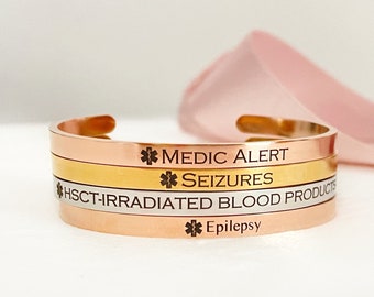 Personalized Medical Alert Bracelet Medical ID Cuff Customizable Bracelet Stainless Steel Cuff Bangle Medical Identity Bracelet Security