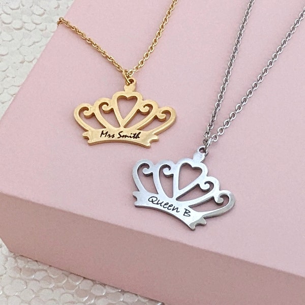 Nouveau Modèle Collier Personnalisé Couronne Collier Prénom Princesse Bijoux Reine Princesse Cadeau de Noël Cadeau d'Anniversaire Soeur