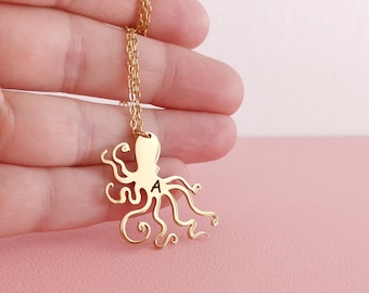 Personalized Octopus Necklace Octopus Name Necklace Shellfish Necklace Christmas Gift Custom Jewelry Personalized Gifts