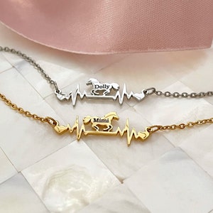 Heartbeat Horse Necklace Personalized Name Necklace Mom Horse Gift Graduation Gift Equestrian Jewelry