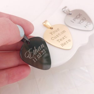 Personalized Guitar Pick Pendant Pick of You Charm in Stainless Steel Father Day Gift Christmas Gift