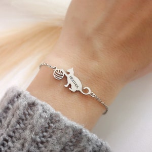 Personalized Little Cat Bracelet Cat Name Necklace Cat&#39;s Lover Gift Best Friend Gift Friendship Bracelet Mother&#39;s Day Gift Christmas MO2