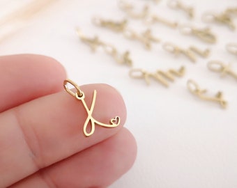 Tiny LOWERCASE Letters Pendant heart Charms Initial Charms Letter Necklace Stainless Steel Gold Chain Letter Tag