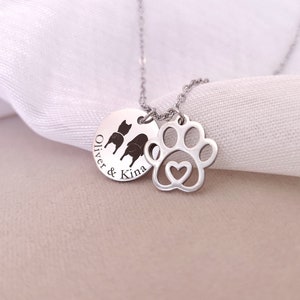 Personalized Dog Paw & Disc Necklace Dog Mom Gift Personalized Gift Dog Jewelry Mother's DayGift Sister Gift