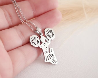 Personalisierte Cheerleader-Halskette aus Edelstahl, Cheerleader-Halskette, Geburtstagsgeschenk, Abschlussgeschenke, Weihnachtsgeschenk