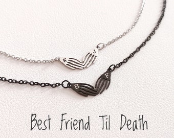 Until Death Necklace Best Friend Necklace Skeleton Hands Necklace Halloween Jewelry BFF Necklace Christmas Gift