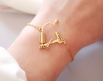 Personalized Bracelet for Hairdresser Name Bracelet Graduation Gift Jewelry Scissors Gift for Hairdresser Christmas Gift Hairdresser Jewelry