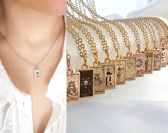 Tarot Card Necklace Tarot Major Arcana Personalized Necklace Tarot Charm Christmas Gift Mother's Day Gift