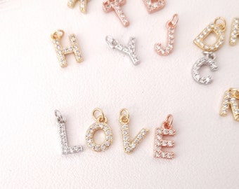 Tiny Letters Pendant heart Charms Initial Charms Letter Necklace Stainless Steel Gold Chain Letter Tag