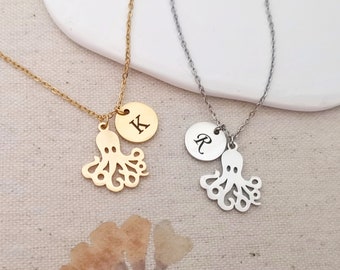 Personalized Octopus Necklace Custom Necklace Name Necklace Octupus Jewelry Best Friend Gift Christmas Gift D12