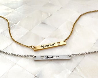 Fine Bar Necklace Bridesmaid Gift Name Necklace Custom Jewelry Mother's Day Gift Personalized GiftsH30