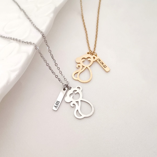 Personalized Monkey Chinese Zodiac Necklace Name Necklace Astrololy Necklace Monkey Jewelry Children Gift Christmas Gift V16