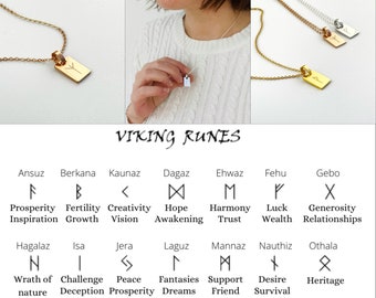Viking Runes Necklace Personalized Necklace Nordic Viking Jewelry Runes Futhark Symbol Secret Protection Necklace Custom Runes Necklace V20