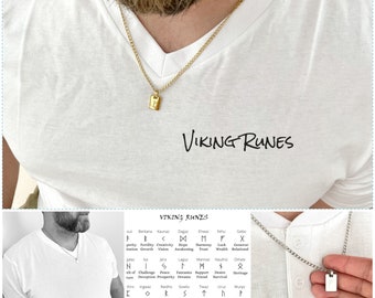 Viking Runes Necklace for Men Futhark Symbol Fathers Day Gift Personalized Gifts