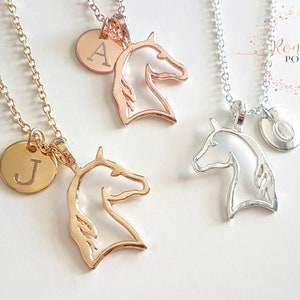 Initial Personalized Horse Necklace - Engraved Disc - Initial Jewelry - Horse Necklace - Personalized Gift - Birthday Gift - Custom Necklace