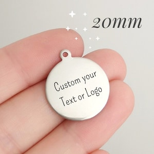 1/5/10/25/50/100/250/500PCS Logo Personalized Tag 20mm Custom Charms Bracelet Tag Bracelet Disc Stainless Steel Jewelry Supplies 6x10mm