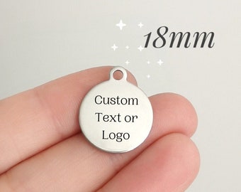 1/5/10/25/50/100/250/500PCS Logo Personalized Tag 18mm Custom Charms Bracelet Tag Bracelet Disc Stainless Steel Jewelry Supplies 6x10mm