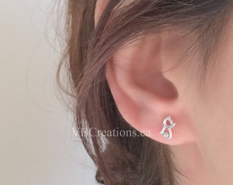 Cat Earrings - Cat Jewelry - Dainty Earrings - Tiny Earrings - Kids Earrings - Children Jewelry - Kitty Earrings - Best Friend Gift - Sister