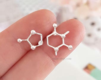Coffee Molecule Earrings - Coffee Earrings - Caffeine Earrings - Science Earrings - Molecule - Gift Ideas - Gift for her - Friend Gift