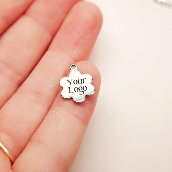 Personalized Logo Flower 10.5x14MM Stainless Steel Charm Personalized Jewelry Tag Charm Logo Company MOD110