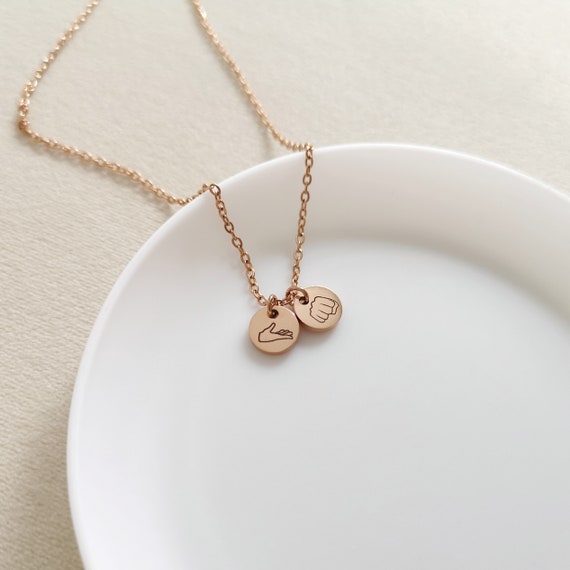 Personalized Hand Gesture Necklace I Love You ASL Necklace Best Friend Gift Sign Language Jewelry Christmas Gift D8
