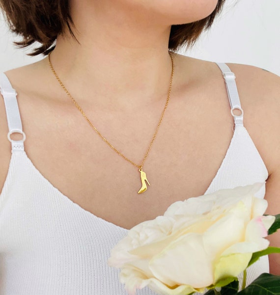 Bridesmais Gift Bridesmaid Necklace Wedding Jewelry High Heel Shoe Necklace Name Necklace Personalize Gifts Date Wedding Gift Mother Gift