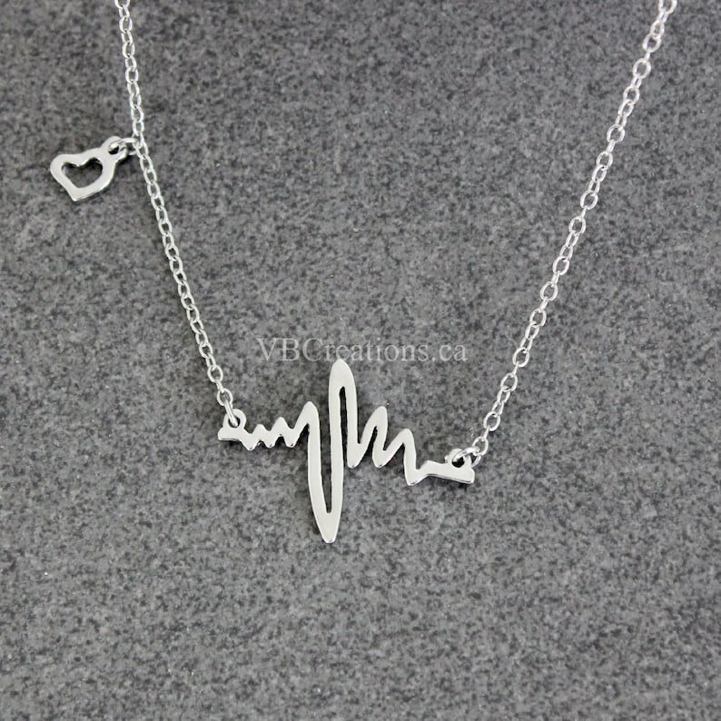 Heart Necklace Heartbeat Necklace Heart Jewelry Cardiogram Nurse Necklace Silver Chain Doctor Gift Doctor necklace Gift