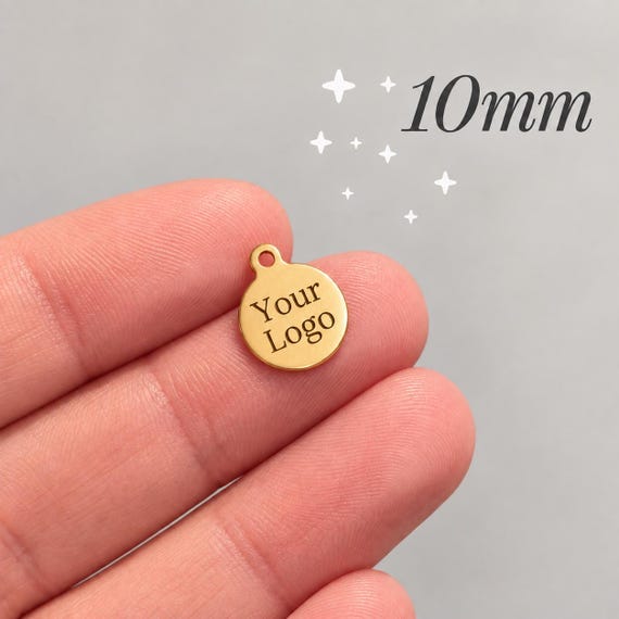 1/5/10/25/50/100/250/500PCS Logo Gold Personalized Tag 10mm Custom Charms Bracelet Tag Bracelet Disc Stainless Steel Jewelry Supplies 6x10mm