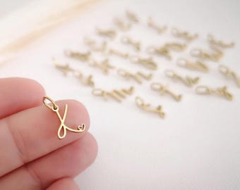 Tiny Initial Charm LOWERCASE Letter Stainless Steel Pendant Heart & Initial Jewelry Supplies 14k-plated Dainty Charm Minimalist Charm