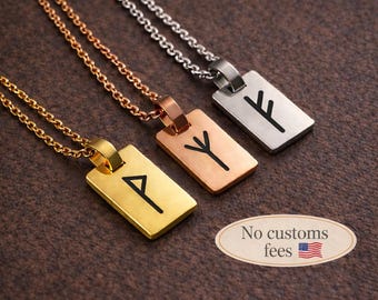 Viking Runes Necklace for Men Futhark Symbol Fathers Day Gift Personalized Gifts
