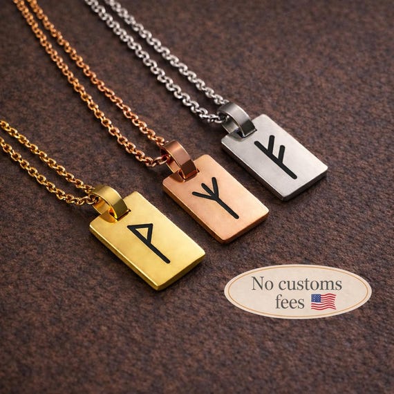 Viking Runes Necklace for Men Futhark Symbol Fathers Day Gift Personalized Gifts