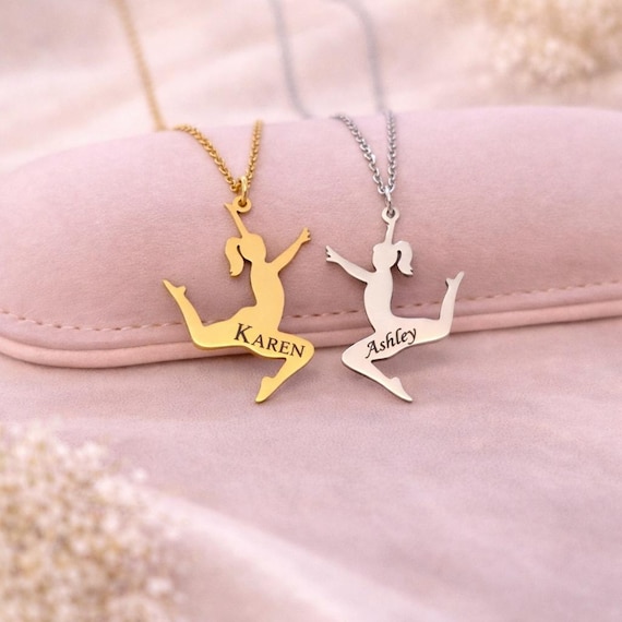 Personalized Dancer Necklace Name Engraved Ballet Girl Pendant Gymnast Jewelry Graduation Gift Christmas Gift Custom Jewelry MOD2