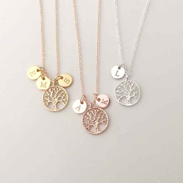 Personalized Tree of Life Necklace Genealogical Necklace Daity Grandma Gift Mother Necklace Mother's Day Gift Initial Necklace Custom - D8