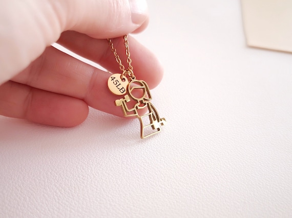Personalized Fitness Necklace Weightlifter Name Necklace Gym Jewelry Custom Necklace Mother's Day Gift Christmas Gift Gift For Her