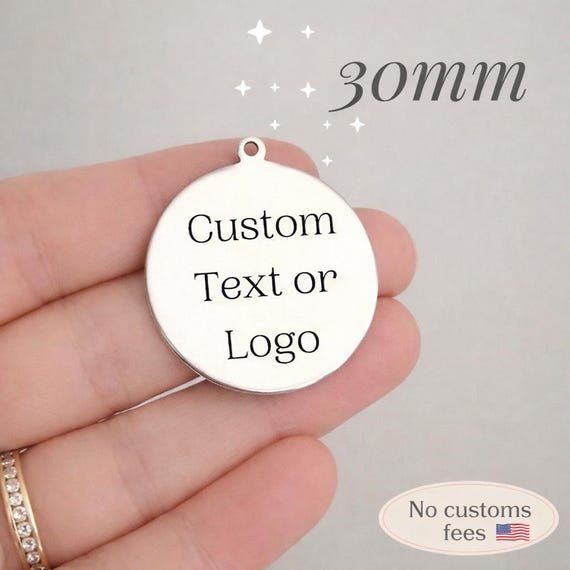 1/5/10/25/50/100/250/500PCS Logo Personalized Tag 30mm Custom Charms Bracelet Tag Bracelet Disc Stainless Steel Jewelry Supplies 6x10mm