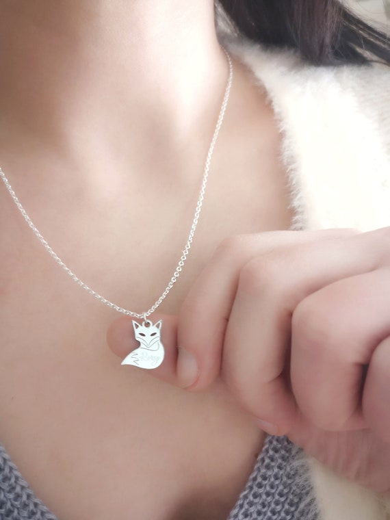 Birthday Gift Personalized Fox Necklace Fox Jewelry Animal Necklace Name Necklace Animal Lover Gift Best Friend Gift Personalized Gift BBF