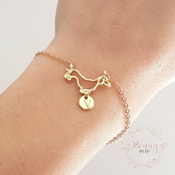 Initial Dog Bracelet Disc Necklace Monogram Jewelry Dainty Chain Personalized Gift Customized Jewelry Charm Bracelet Personalized Bracelet